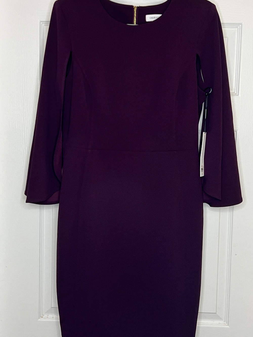 Calvin Klein Long Sleeve Plum Sheath Dress